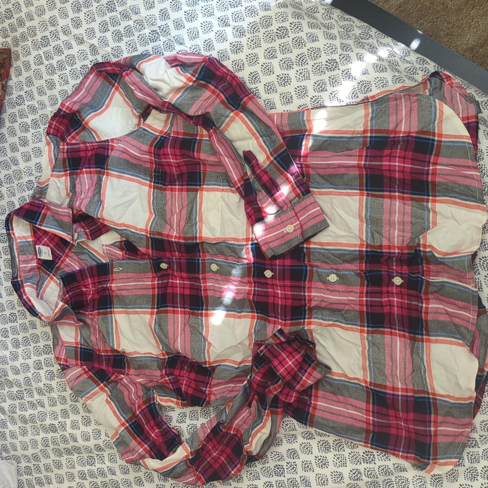 Plaid Shirt - Pink and White